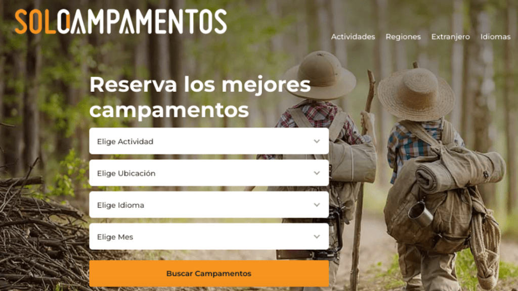 página web de solo campamentos